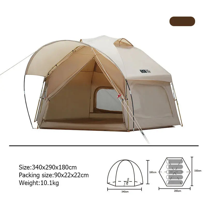 Outdoor Camping Automatic Tent Large Space Rain & Wind Proof  Double Layer Hexagonal Dome Portable Folding Tent Light Luxury