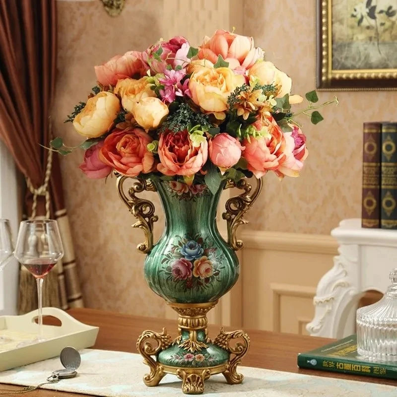 30CM European Resin Vase Stereoscopic Dried Fowers Arrangement Wobble Plate Living Room Entrance Ornaments Home Decorations