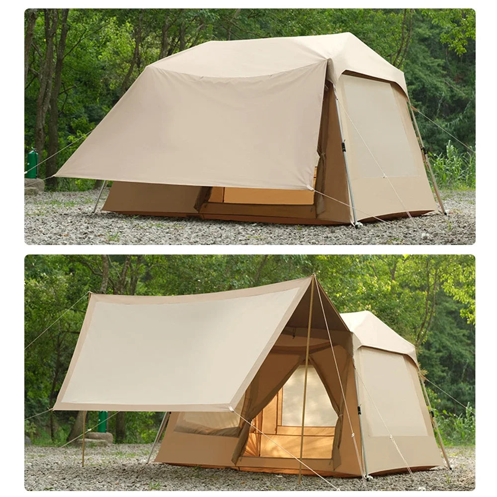 Aluminum pole two bedroom luxury portable automatic tent family 5-6 people waterproof outdoor camping tent