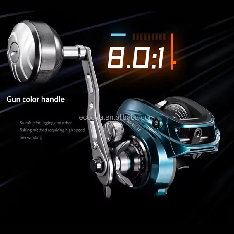 ECOODA ECB CYAN BLUE Series 5.9:1 Fishing Reel 8.0:1 Saltwater Jigging Reel 12kg Brake Force Baitcasting Reel