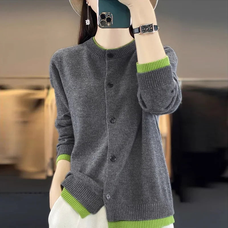 Women Clothing Cashmere Cardigan Autumn Winter Fashion Wool Knitted Sweater Jackets Solid Thick Warm Casual Loose Knitwear