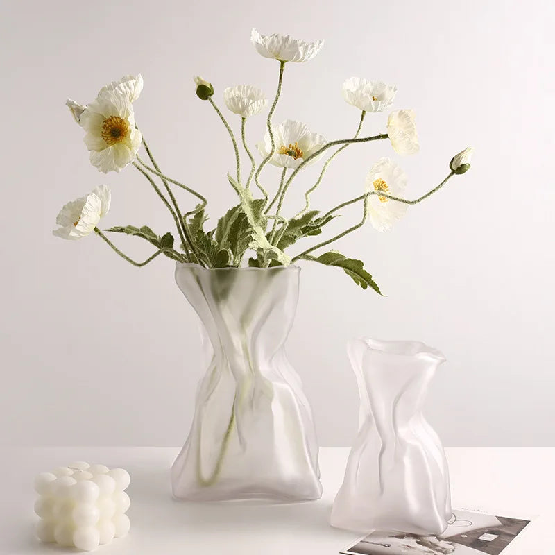 CuteLife Aesthetic Modern Transparent Glass Flower Vase Living Room Home Decoration Table Vase Ins Wedding Hydroponic Plant Vase