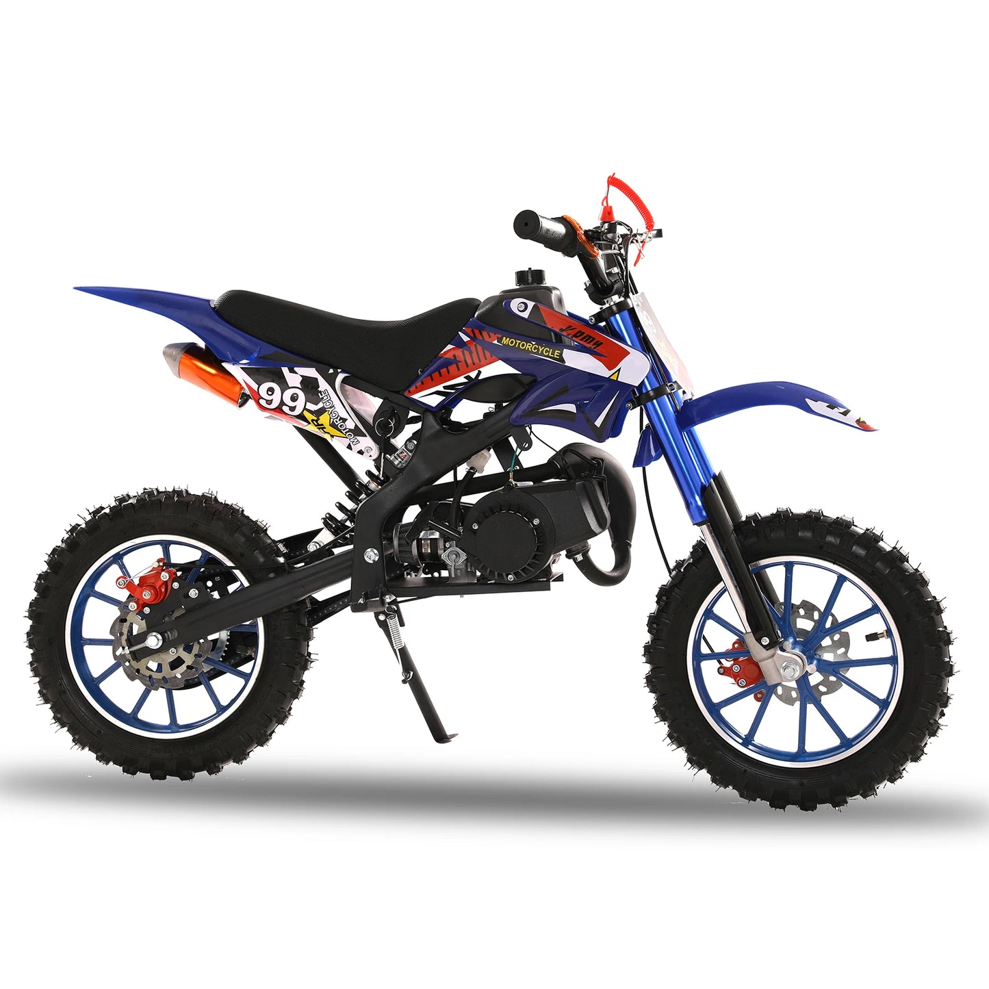 49cc 2-Stroke Kids Dirt Bike, Gas Power Motocross, Off Road Mini Motorcycle, Pocket Motorbike with Front Rear Disc Brakes