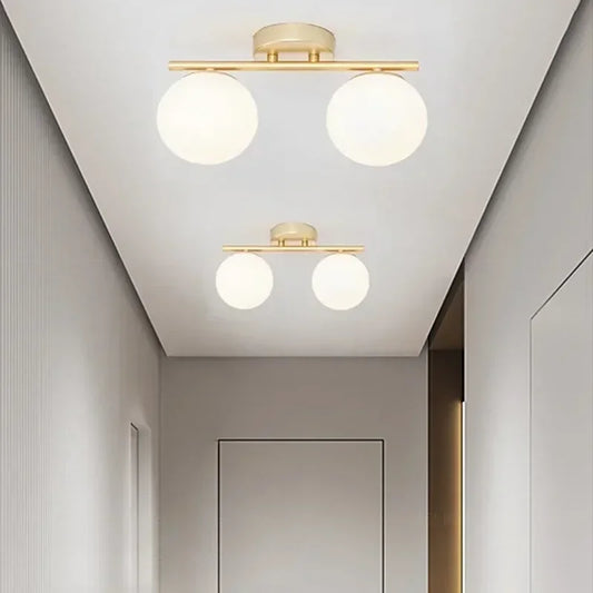 Nordic Glass Ceiling Light LED  White Ball Creative Golden Corridor Lamp Entrance Cloakroom Balcony Bedroom Dining Room Lighting