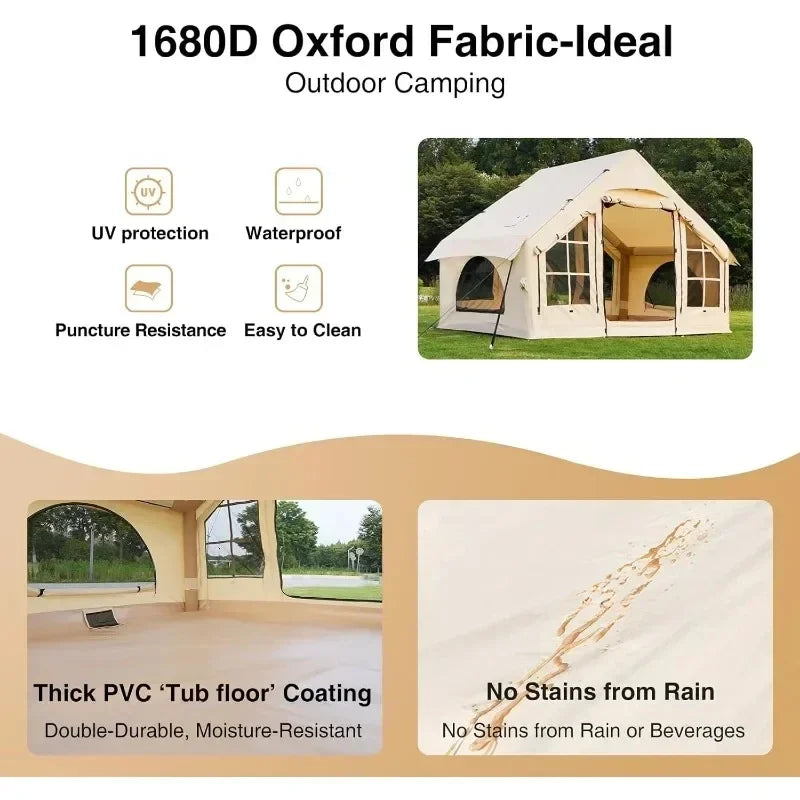 Inflatable Tent for Camping Large Blow Up Air Tents House No Assembly Needed Luxury Waterproof Oxford