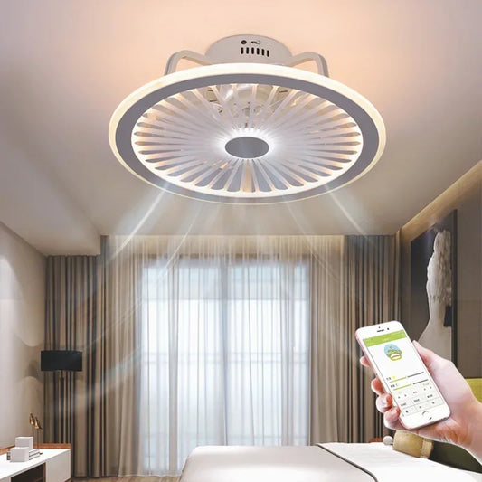 Modern Intelligent Ceiling Fan Light Acrylic Bluetooth Music Light Creative Ventilador Study Restaurant Celing Fan with Light