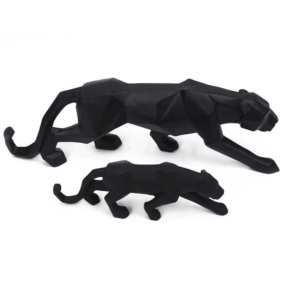 Abstract Leopard Statues Panther Sculpture Hand Carved Animal Resin Modern Home Decoration Small Large Black White Gold