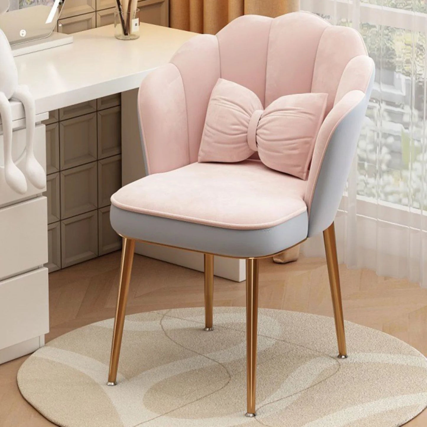 Minimalist Vanity Chair with Backrest Modern Side Chair Upholstered Seat Comfortable Nordic Elegant Accent for Lounge Bedroom