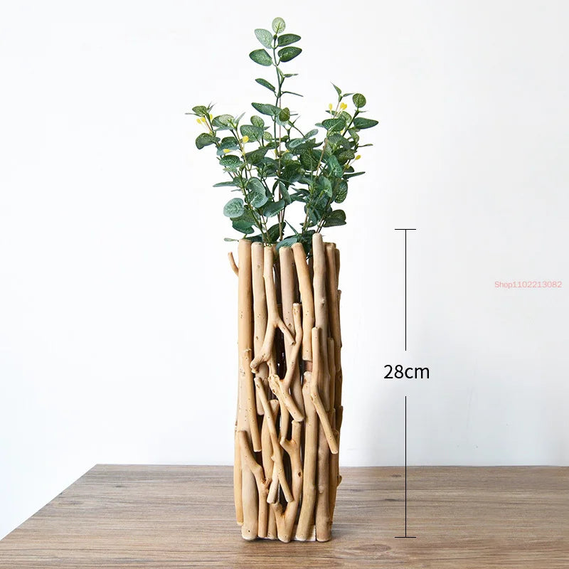 Handmade Solid Wood Geometric Vase Decoration Home Decoration Living Room Dining Room Bedroom Small Garden Flower Arrangement