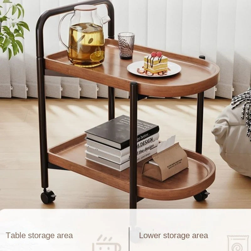 Portable Small Coffee Table Trolley Living Room Sofa Side Table Mini Table Shelf With Wheels Scandinavian Style Dining Trolley