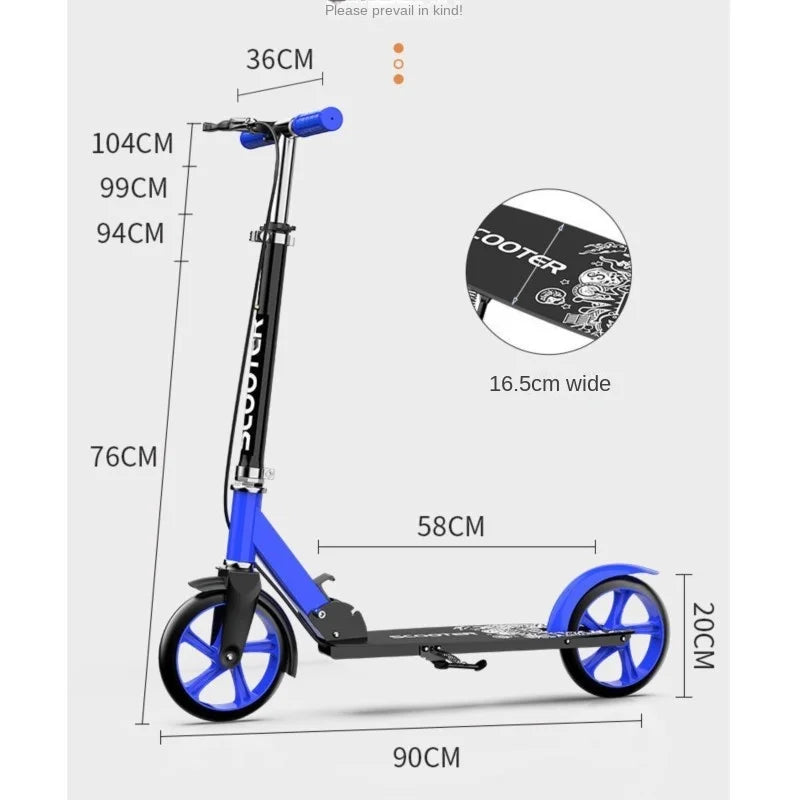 TULX Adult Scooter With Foldable Two Wheels And Double Brakes Design Anti Slip Pedals For Flexible Steering And Safer Go Out