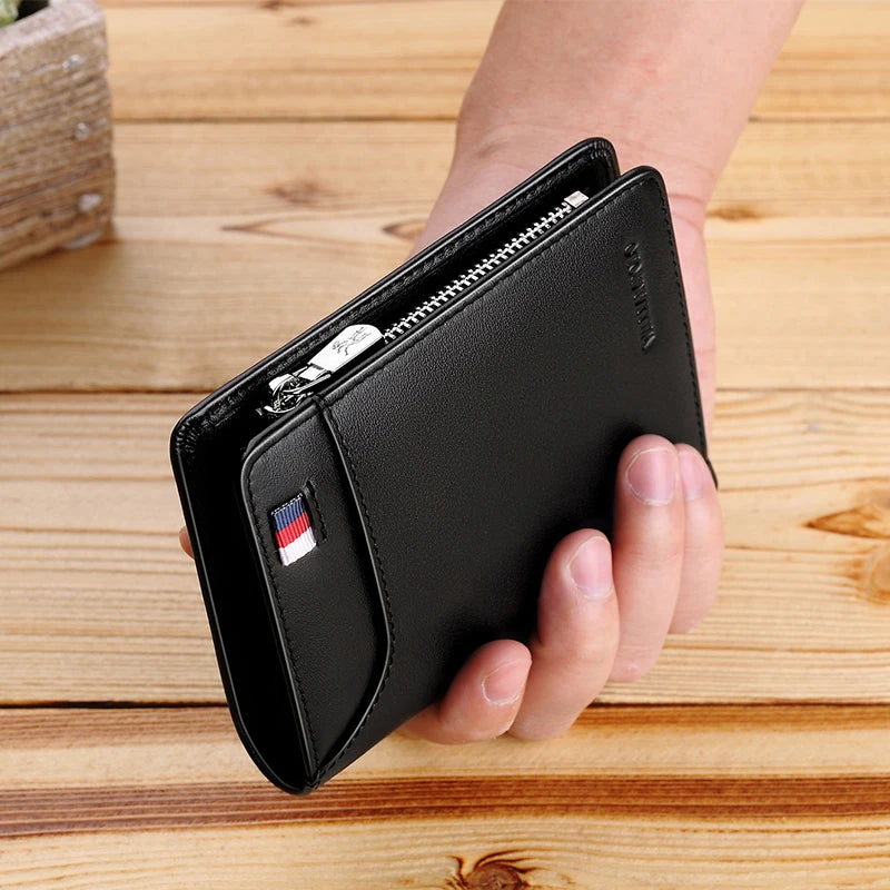 Men Short Wallet Luxury Genuine Leather Wallet For Men Women Purse Standard Card Holders High Quality Zipper Wallets