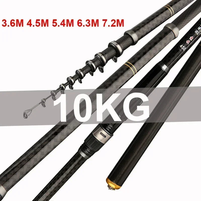 Rocky Fishing Rod Ultralight Weight Spinning Fishing Rod Carbon Fiber 3.6M 4.5M 5.4M 6.3M 7.2M Fishing Rod Tackle Carp Stream