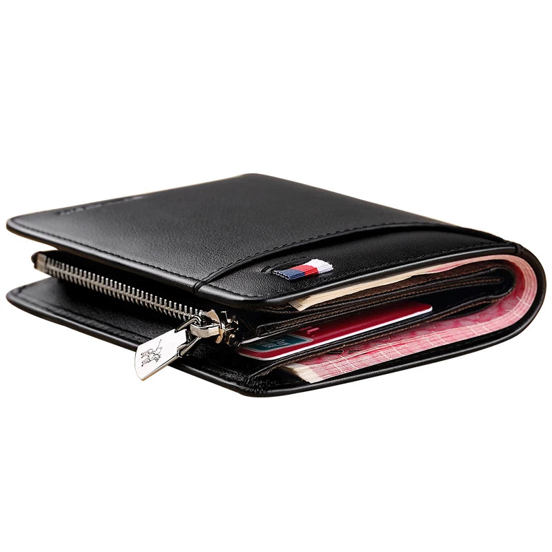 Men Short Wallet Luxury Genuine Leather Wallet For Men Women Purse Standard Card Holders High Quality Zipper Wallets