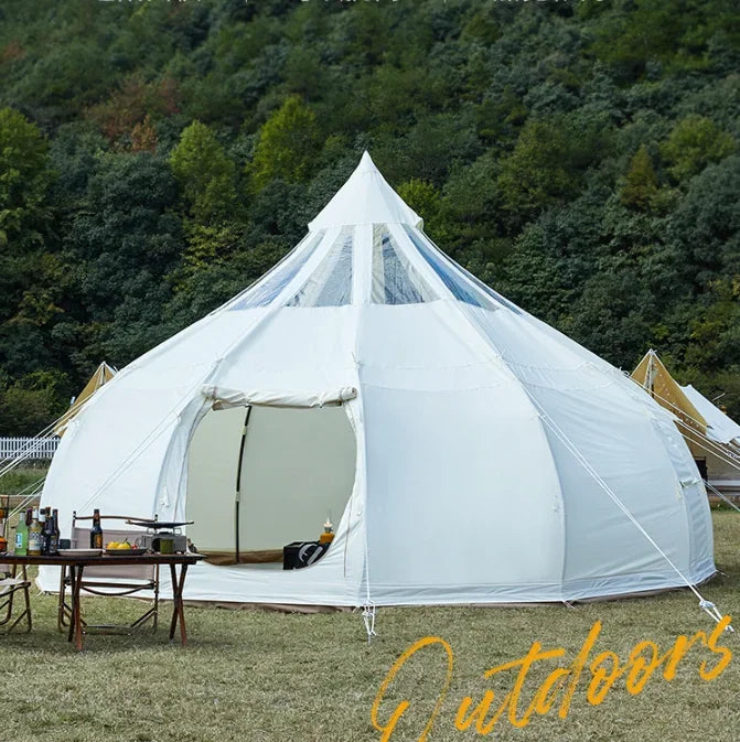 Glamping Luxury Tents Mongolian Waterdrop Starry Oxford Glamping Outdoor Family Large 100% Cotton Canvas Big Camping Bell Tent