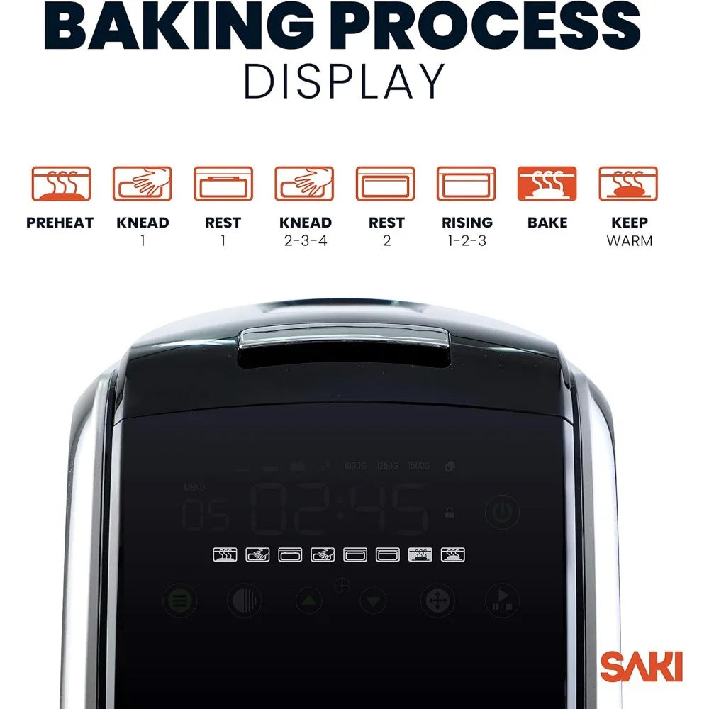 3 LB Large Bread Maker Machine, 12-in-1 Programmable Large Bread Machine, with Nonstick Ceramic Bread Pan & Large Digital Touch