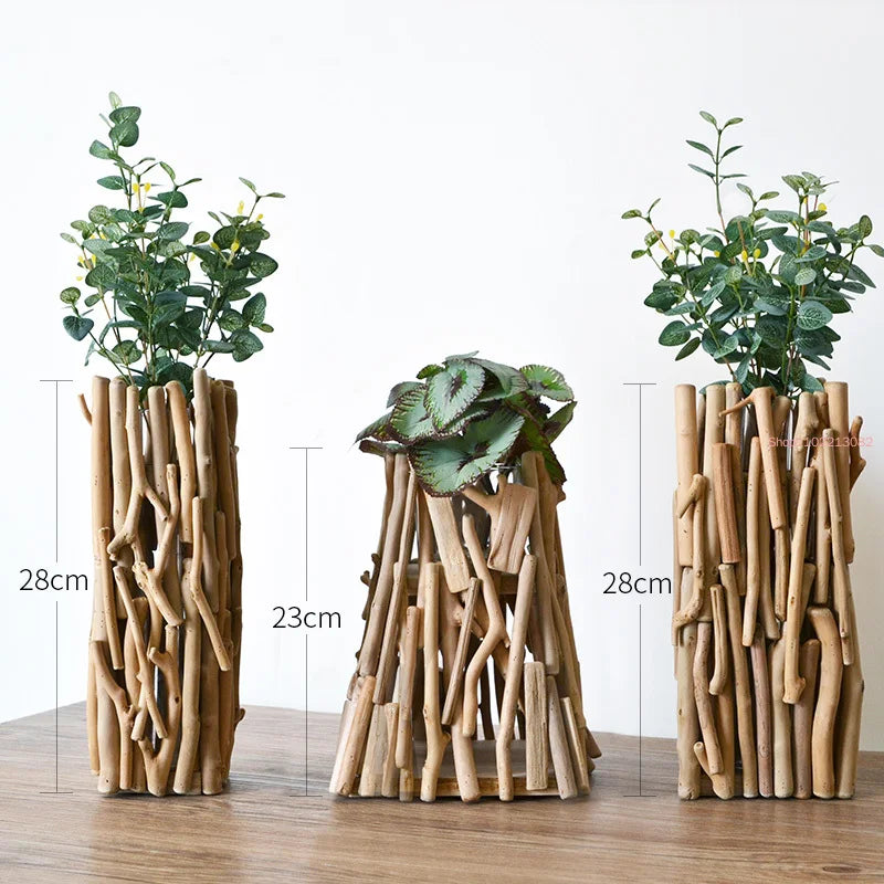 Handmade Solid Wood Geometric Vase Decoration Home Decoration Living Room Dining Room Bedroom Small Garden Flower Arrangement