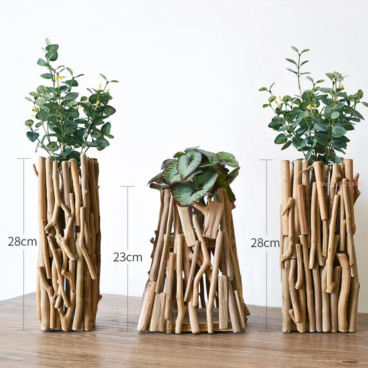 Handmade Solid Wood Geometric Vase Decoration Home Decoration Living Room Dining Room Bedroom Small Garden Flower Arrangement