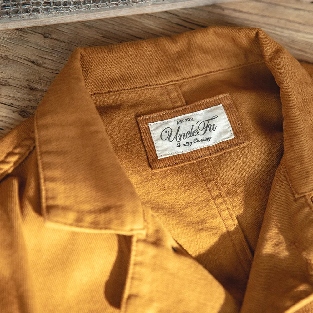 Maden Ginger Color Jacket for Men Multi-pocket Cotton Workwear Jacket Casual Hunting Jacket Spring and Autumn Outdoor Coats