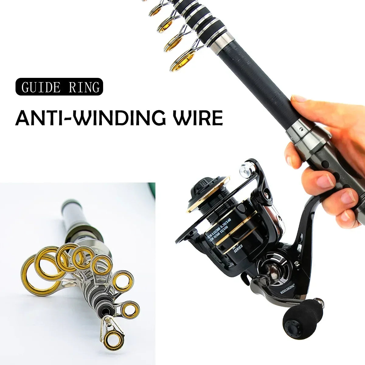 Protable Carbon Fiber Lure Rod Combo Full Sets for Catching Large Bass Fishing Rod Spinning Reel and Line Combo Set Accessories