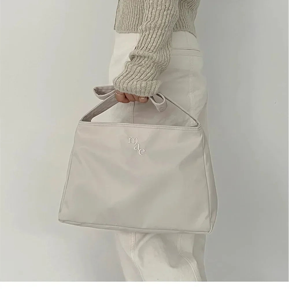 Korean Style Fashion Tote Bag, Underarm Nylon Embroidered Handbag for Women's Simple Shoulder bag