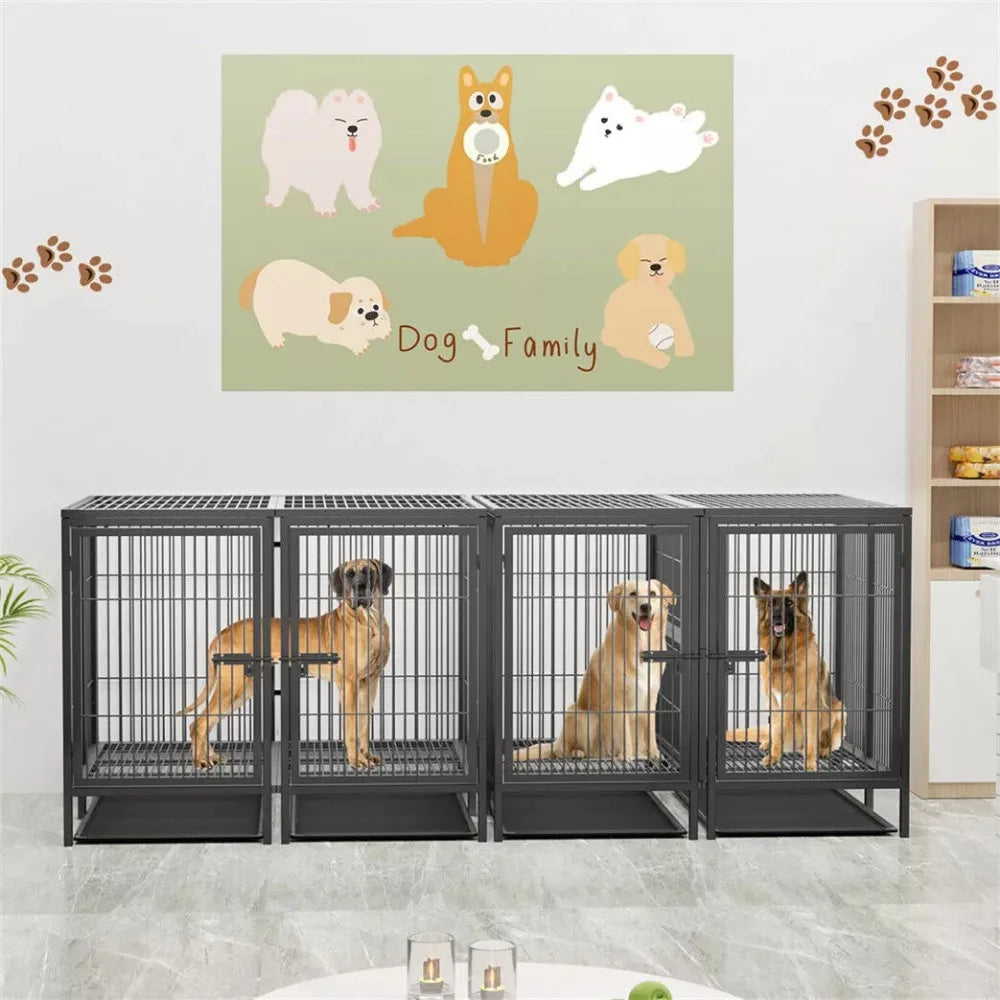 US XXXL Giant Premium Dog Crate Cage Pet Kennel Divider Playpen Dual Door & Tray