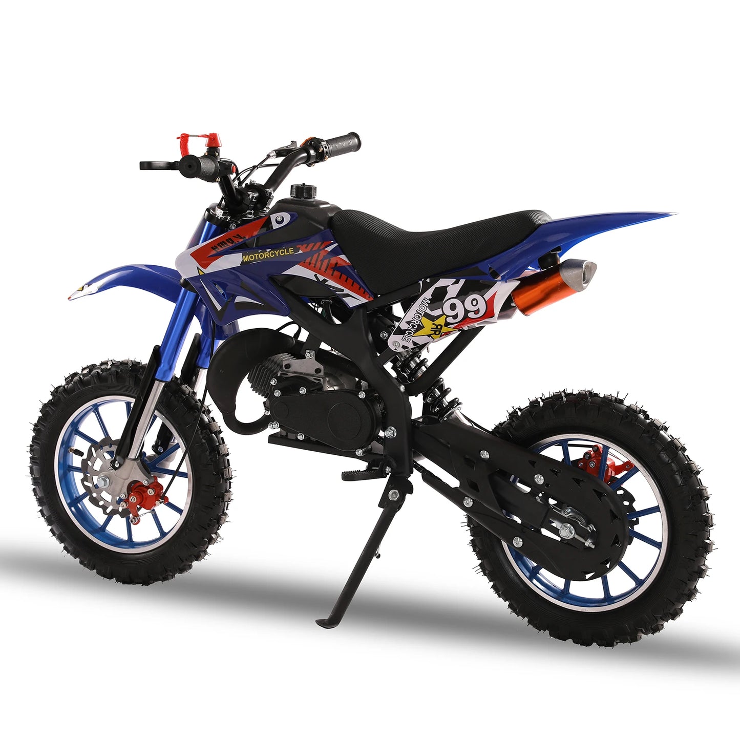 49cc 2-Stroke Kids Dirt Bike, Gas Power Motocross, Off Road Mini Motorcycle, Pocket Motorbike with Front Rear Disc Brakes