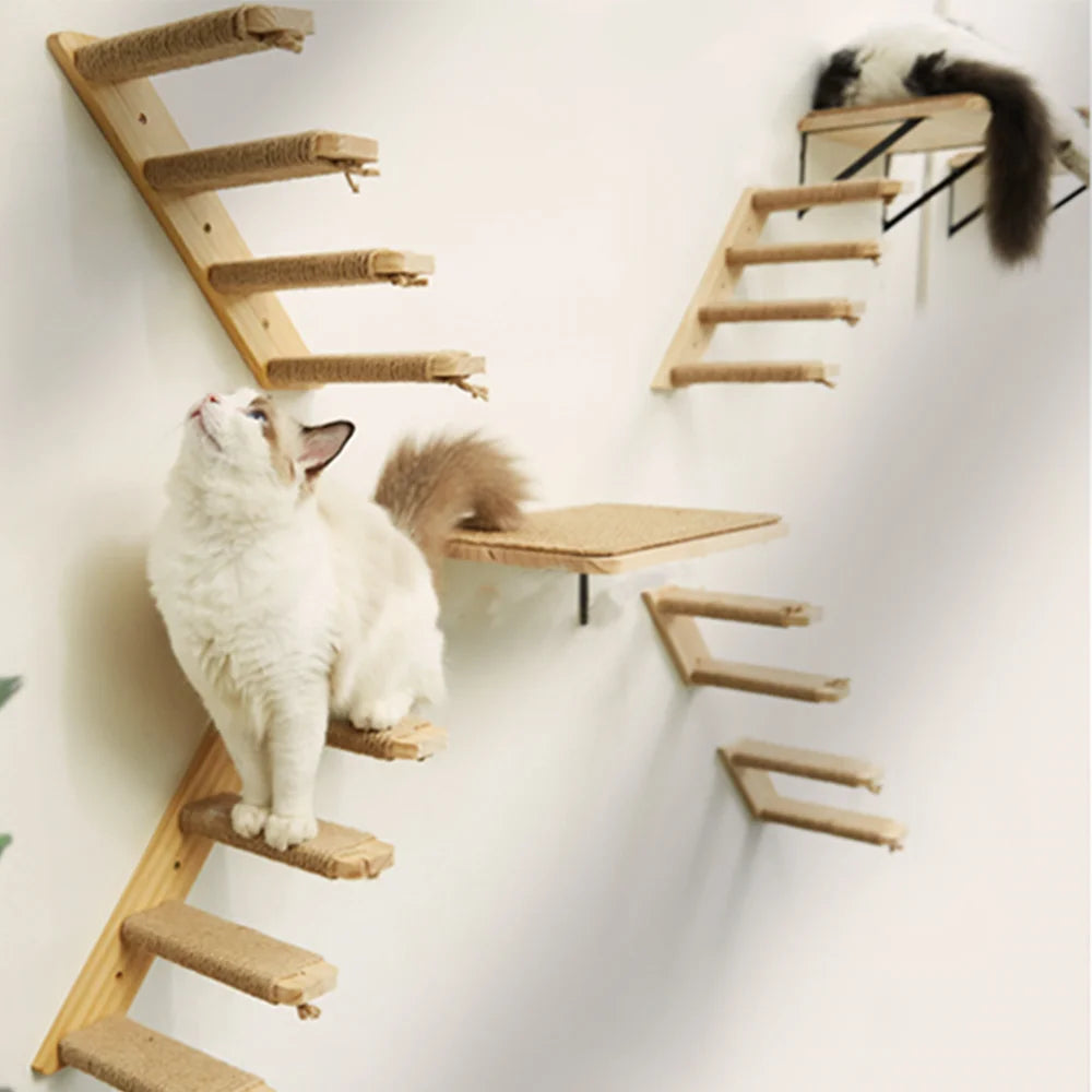 1 Piece Cat Wall Mounted Shelves Climbing Ladder Steps and Jumping Pla Bellatrack