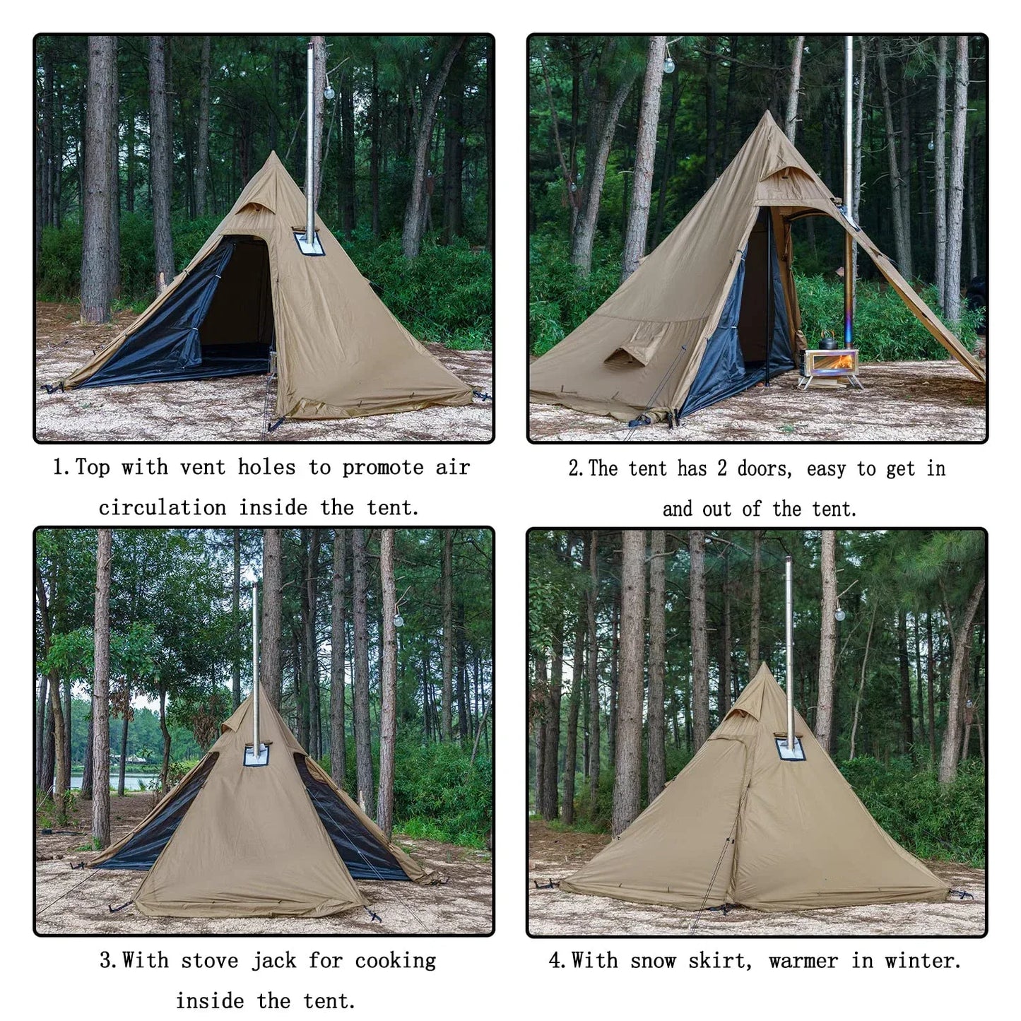 Winter Waterproof Camping Tent Luxury 2-4 Persons Outdoor Glamping Yurt Tent