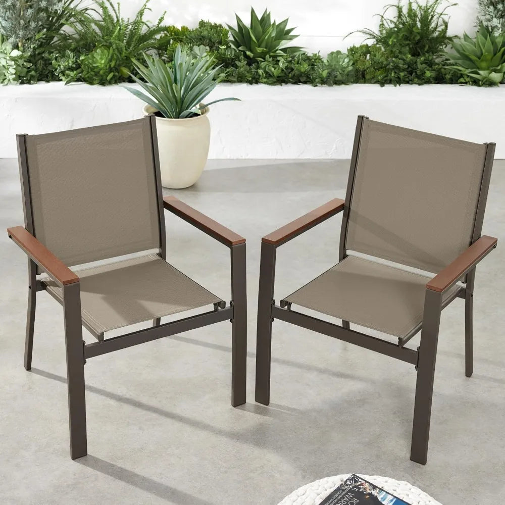 Best Choice Products Set of 2 Stackable Outdoor Textilene Chairs, All-Weather Conversation Dining Accent Furniture w/Armrests