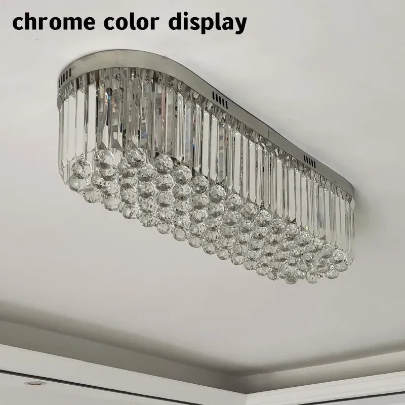 Modern Crystal Ceiling Lights For Bedroom Dining Living Room Aisle Hallway Kitchen Long Luxury Gold Crystal Ceiling Lamp