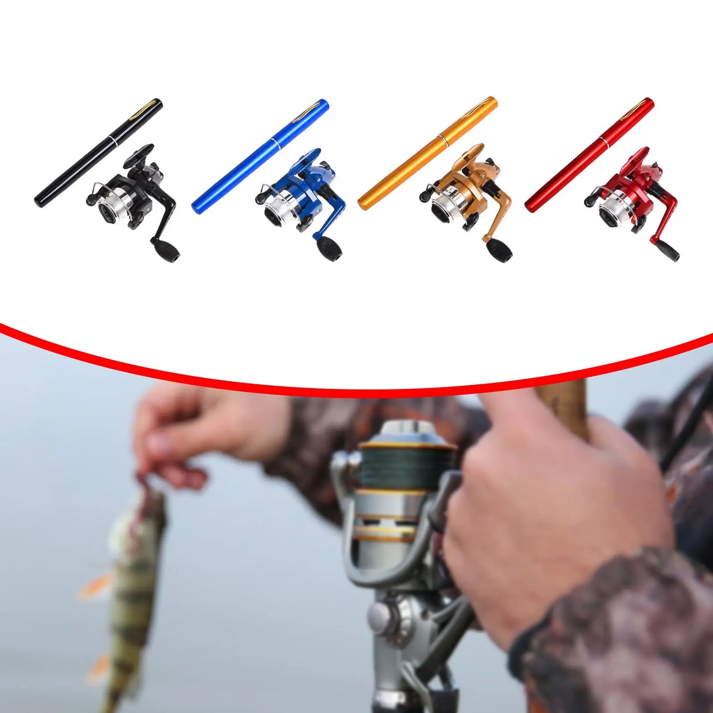 Mini Fishing Rod and Reel Portable with Line Pocket Mini Fishing Pole for Saltwater Freshwater Ice Fishing Lake Travel Outdoor