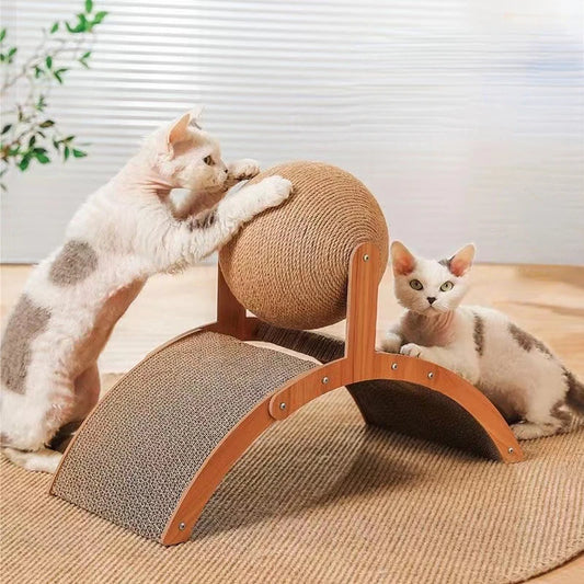 Cat Grabbing Board Wooden Cat Climbing Frame Vertical Scratch Resistant Cat Toy Rotating Sisal Rope Cat Grabbing Ball Cat Tower