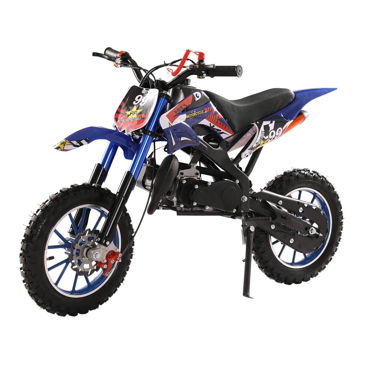 49cc 2-Stroke Kids Dirt Bike, Gas Power Motocross, Off Road Mini Motorcycle, Pocket Motorbike with Front Rear Disc Brakes