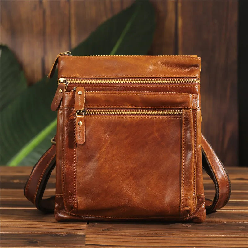 Ipad Case Big Crossbody Shoulder Bags for Men Genuine Leather Bag Hasp Men's Shoulder Bag Leather Fashion Messenger Bags Man