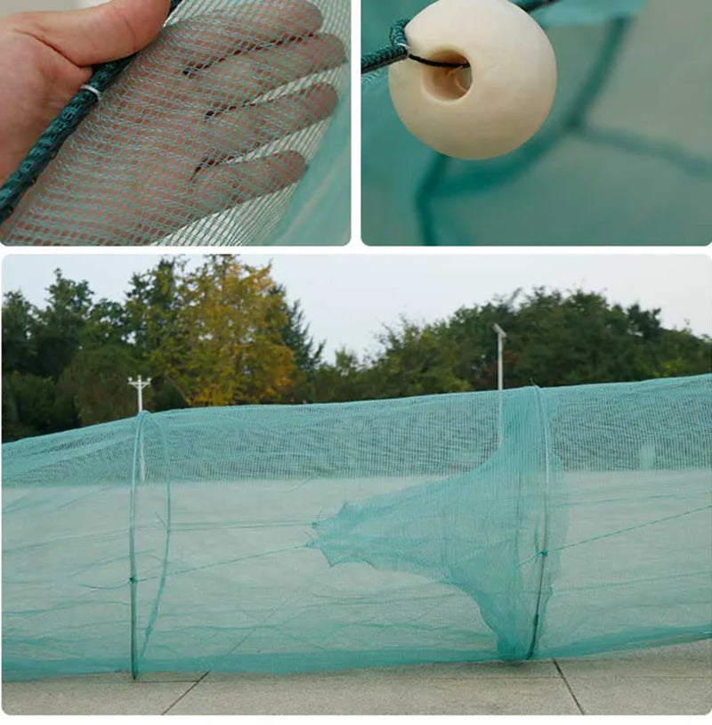 Lawaia Shrimp Cage with Iron Chain Fishing Trap Net Folding Fishing Cage Foam Float Small Mesh 2M/3M