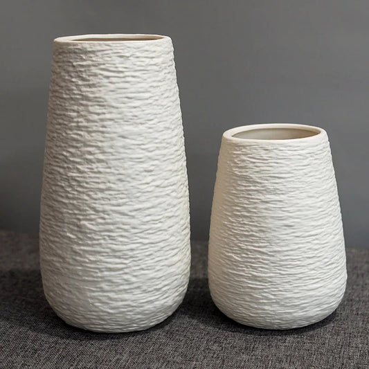 White Stoneware Ceramic Vase Set Decorative Vase Desktop Decoration Indoor Home Decor for Living room Desktop Shelf gift for Mom