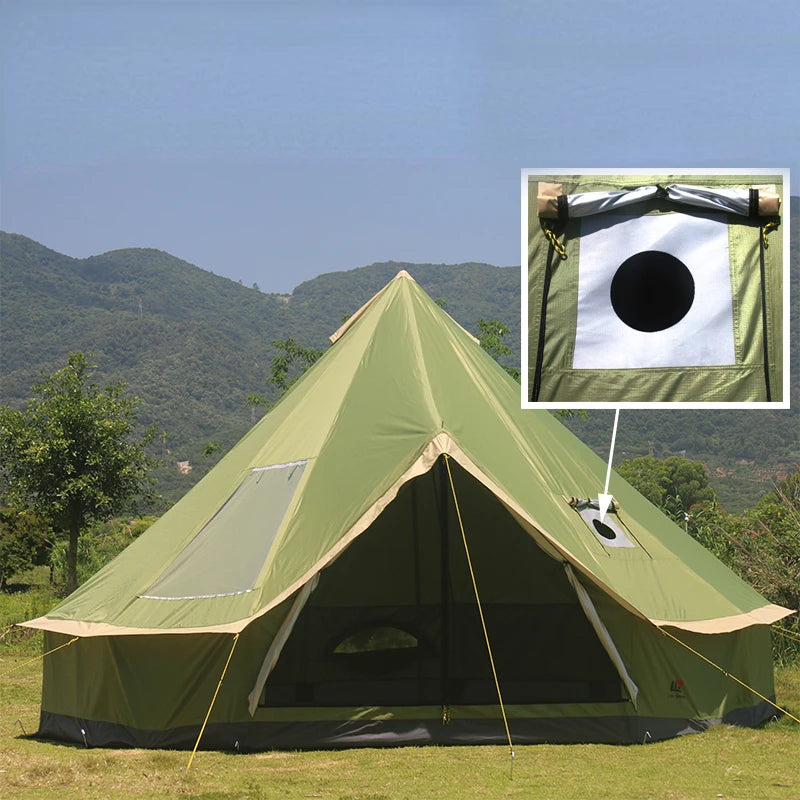 Glaming Luxury Mongolia Yurt, Family Travel, Hiking, Outdoor Camping Castle Tent, Silver Coated UV Function 6-10 Persons