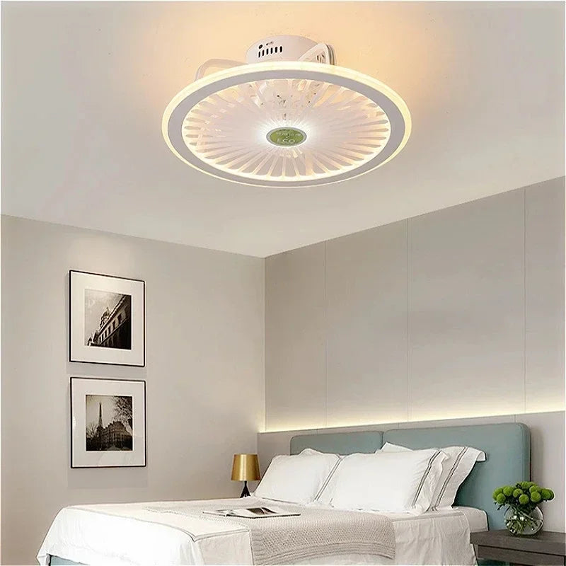 Modern Intelligent Ceiling Fan Light Acrylic Bluetooth Music Light Creative Ventilador Study Restaurant Celing Fan with Light