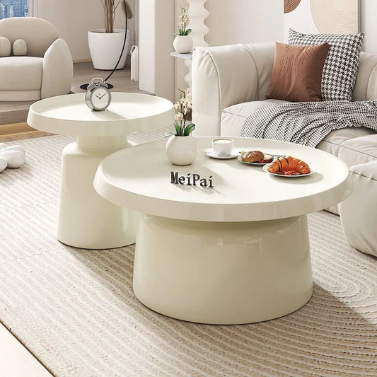 High-end Creative Coffee Table Nordic Living Room Versatile Light Luxury Modern Simple Wabi-sabi Style Round Bedside Table 2024