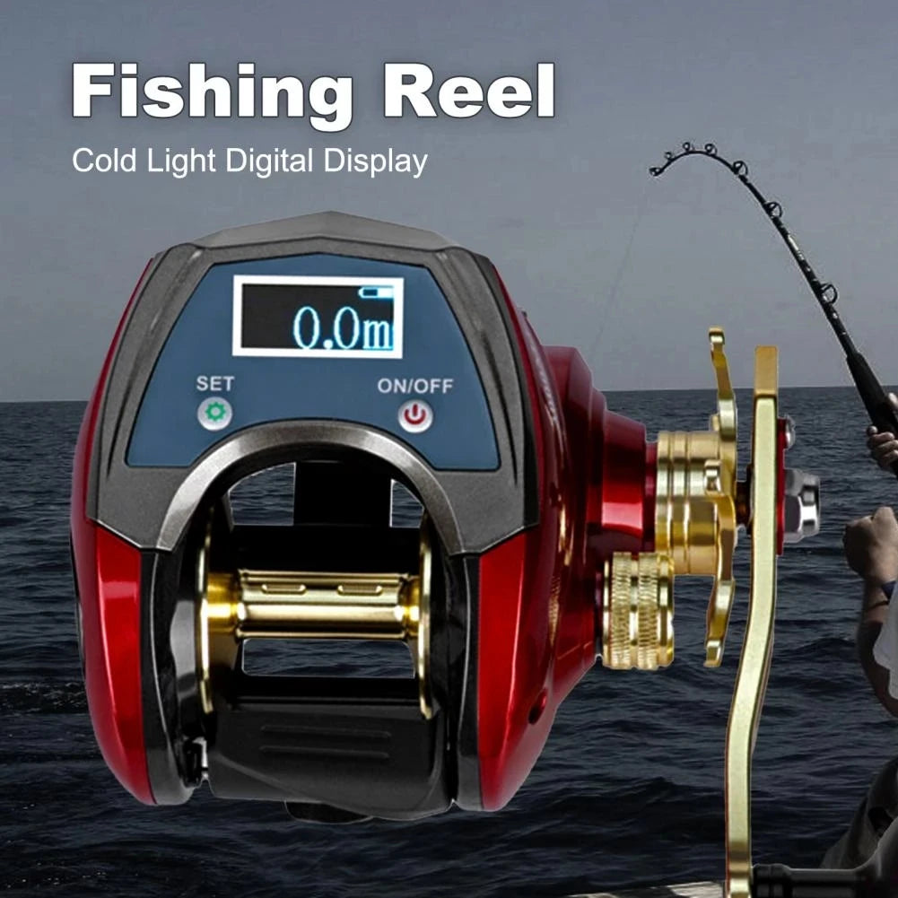 Electric Count Baitcasting Fishing Reel Rechargeable LED Digital Display Single Rocker Arm Right Left For Saltwater Wheel Coil