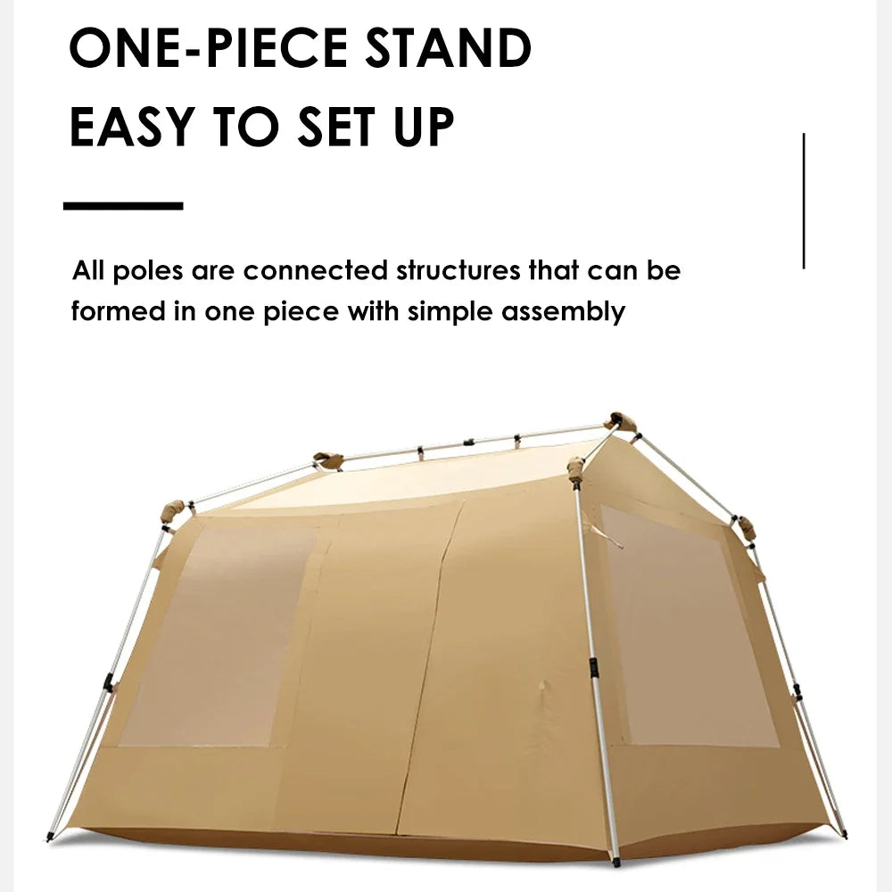 Aluminum pole two bedroom luxury portable automatic tent family 5-6 people waterproof outdoor camping tent