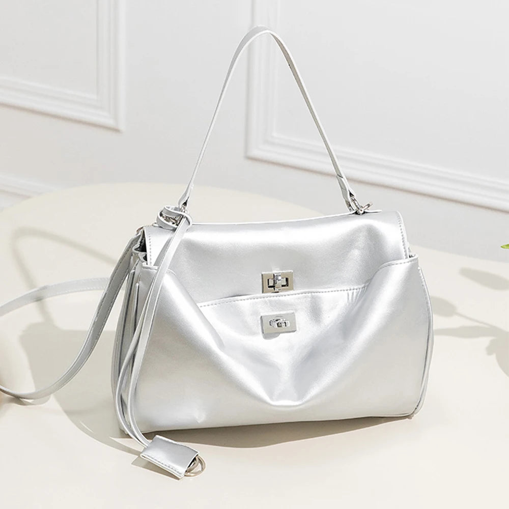 2024 Trend New Genuine Leather Rodeobag Fashion Single Shoulder Diagonal Cross Women's Handbag Buckle Underarm Bag