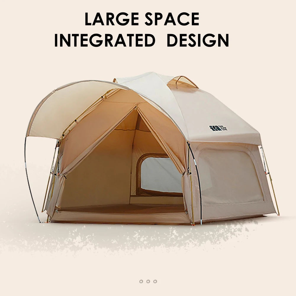 Outdoor Camping Automatic Tent Large Space Rain & Wind Proof  Double Layer Hexagonal Dome Portable Folding Tent Light Luxury