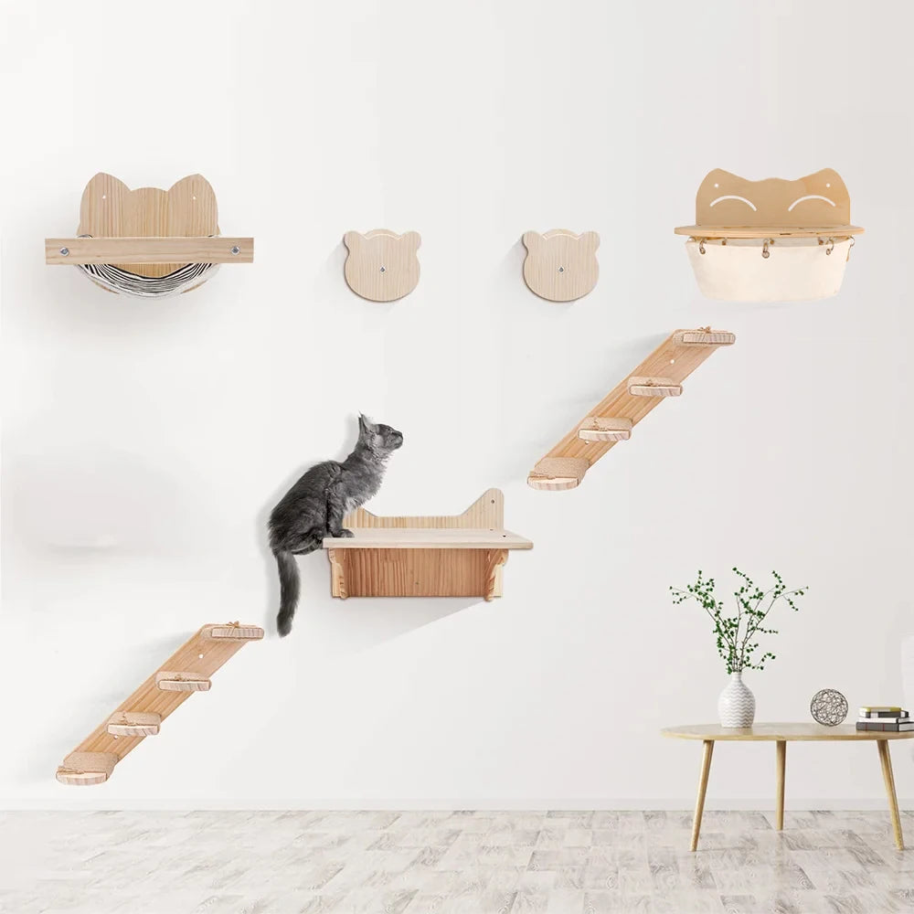 1 Piece Wall Mounted Cat Hammock Cat Jumping Platform for Rest with Scratching Post for Climbing and Grinding Claws Cat Supplies