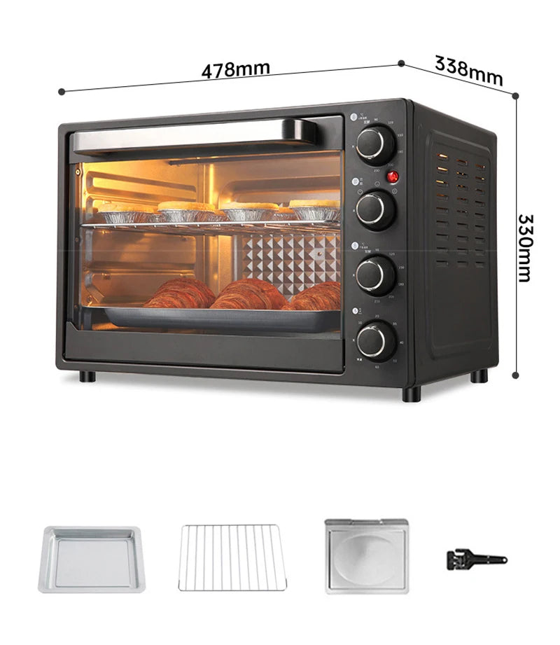 40L Electric Oven Multifunctional Big Capacity Pizza Bread Toaster Barbecue Cake Baking Oven Breakfast Machine Four Layers 220V
