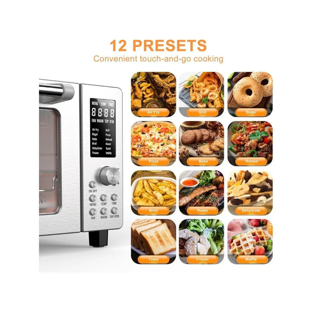 12-in-1 Digital Toaster Oven, Countertop Convection Oven & Air Fryer Combo, 1800 Watts, 21-Qt Capacity, 50°-450°F Temp Controls