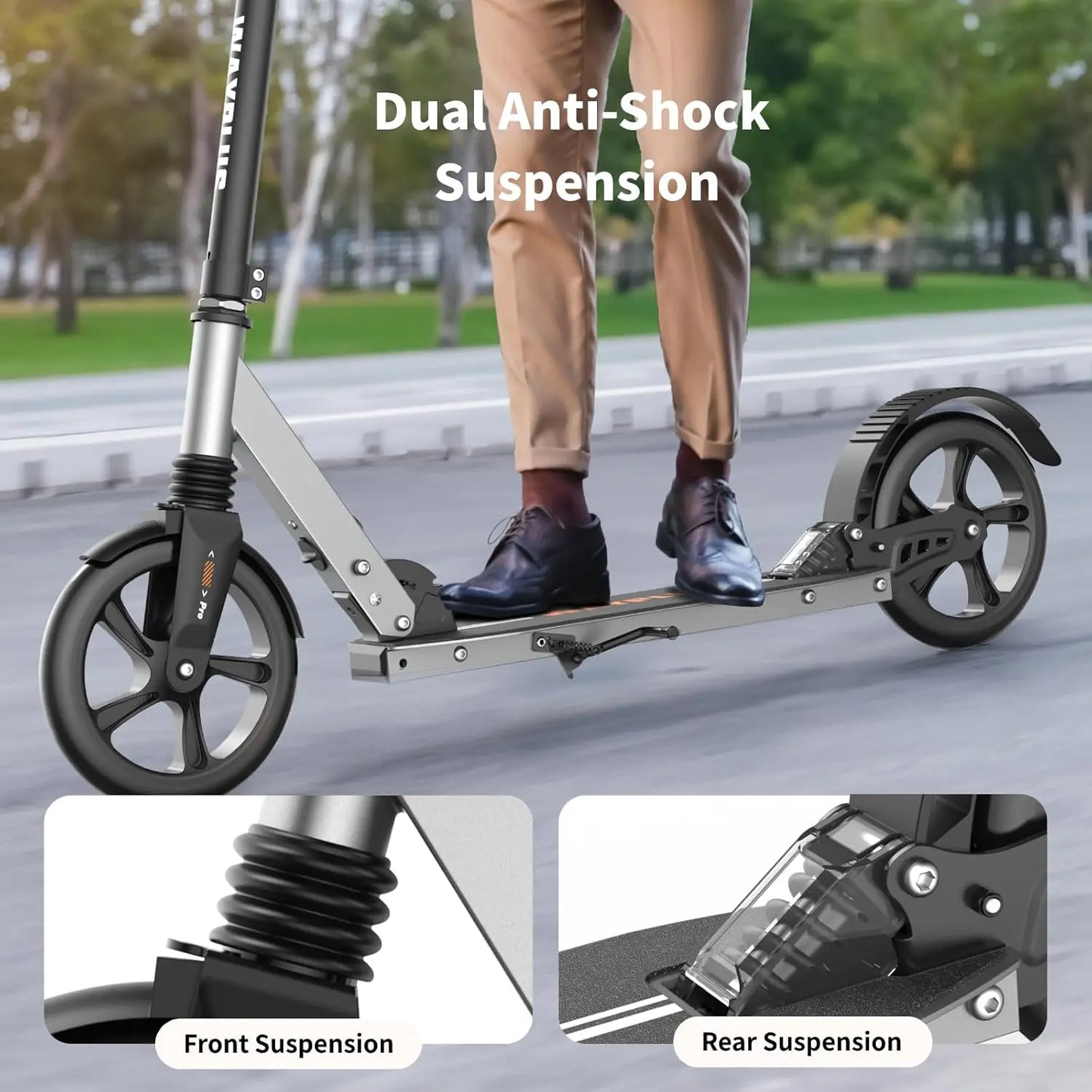 Kick Scooter for Ages 6+,Kid, Teens & Adults. Max Load 240 LBS. Foldable, Lightweight, 8IN Big Wheels for Kids, Teen and